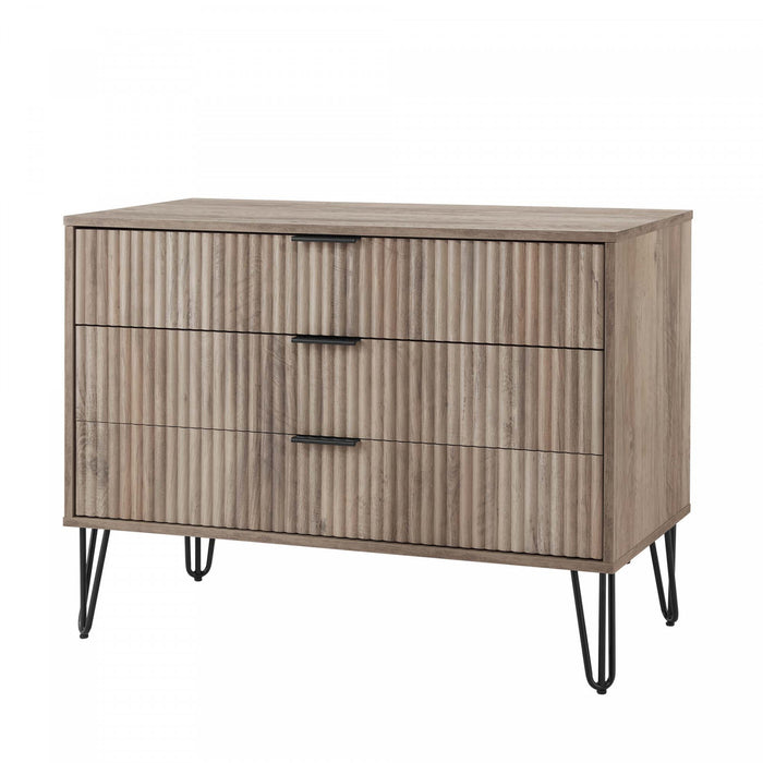 Dumbo Modern 35\" Fluted Dresser in Rustic Gray (3-Drawer)