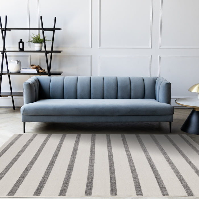 Covington Grey White Striped Rug, 6'7\" x 9'10\" Indoor Area Rug
