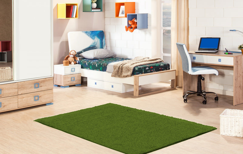 Contemporary 2'0\" x 6'0\" Faux Grass Rug in Green Outdoor Area Rug