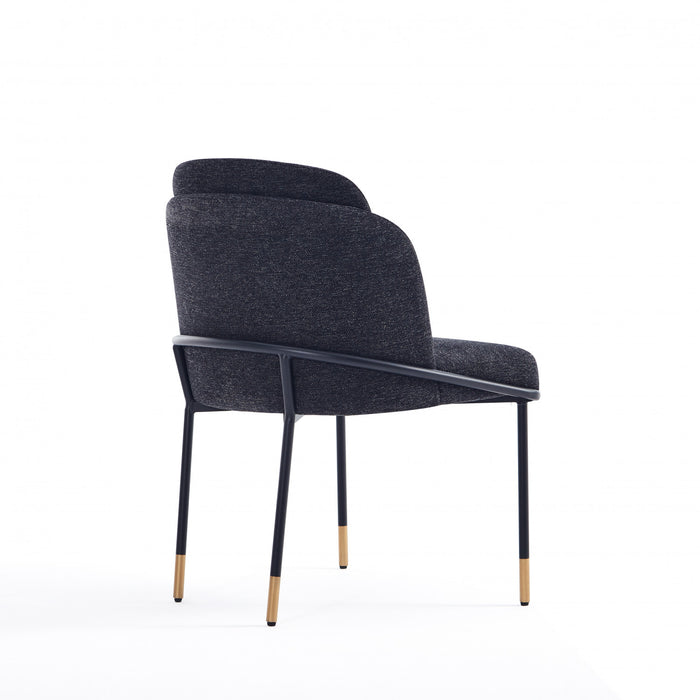 Flor Modern Metal Twill Weave Dining Chair in Black - Set of 2