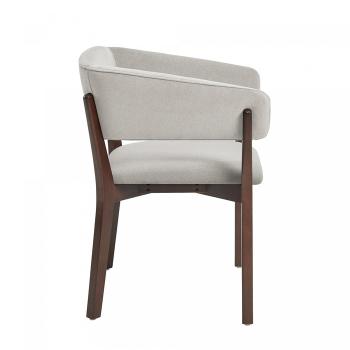 Blake Modern Faux Mohair Wood Armchair in Greige - Set of 4 Dining Chair