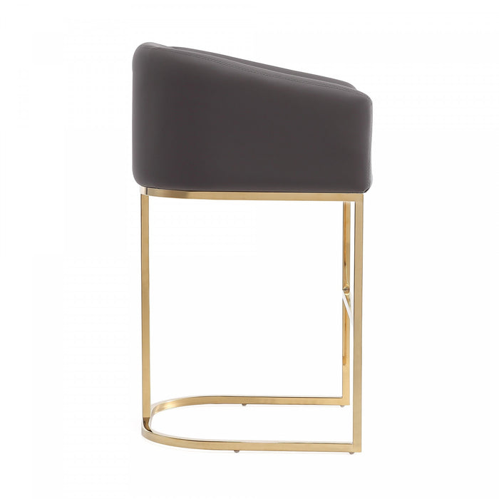 Louvre Mid-Century Modern Metal Upholstered Counter Stool in Gray - Set of 3