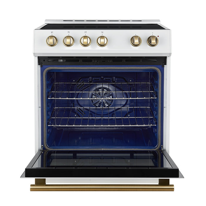 Forno Leonardo Espresso 30\" Slide-In Induction Range, White -FFSIN0982-30WHT