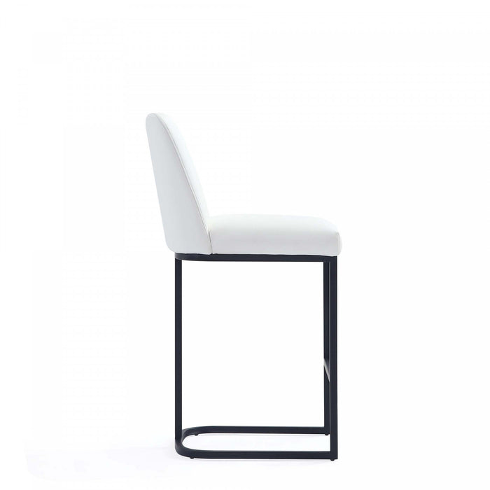 Serena Modern Metal Upholstered Counter Stool in White - Set of 2 Bar Stool