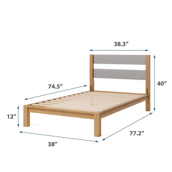 Kumiki Interlocking Bamboo Platform Bed with Headboard - Twin Size