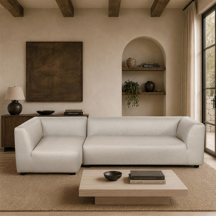 Lukas Contemporary Modern 118\" Left-Facing 2-Piece Sectional Sofa in Cream