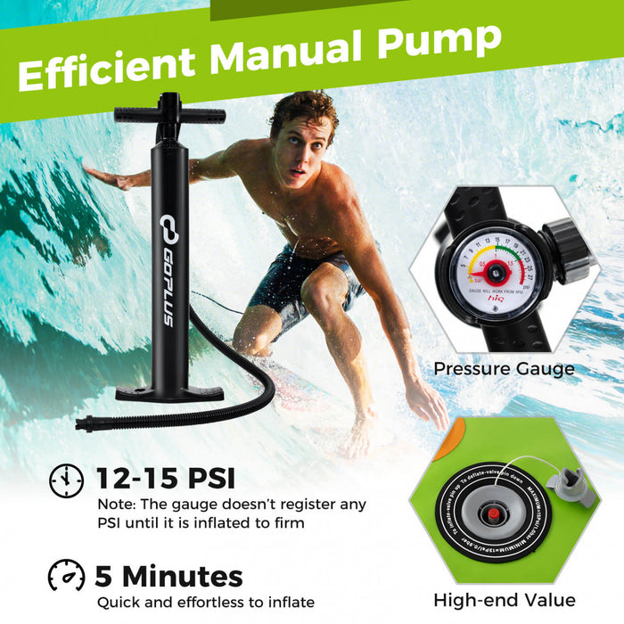 Goplus Large Inflatable Sup Board, Portable Paddle Board With 5d Rings Stand Up Paddle Board For Youth & Adult Green