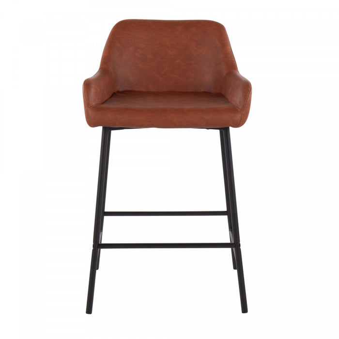 LumiSource Daniella Camel Faux Leather Industrial Counter-Height Stool - Set of 2