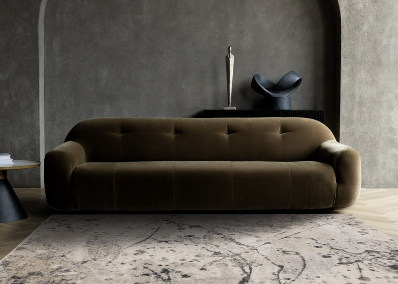 Sophie Grey Beige Black White Paint Splatter Design Rug, 7'10\" x 10'6\" Indoor Area Rug