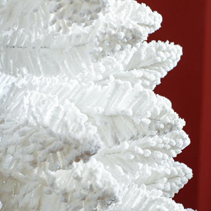Homcom Snow Flocked Pencil Christmas Tree With Realistic Branch Tips White