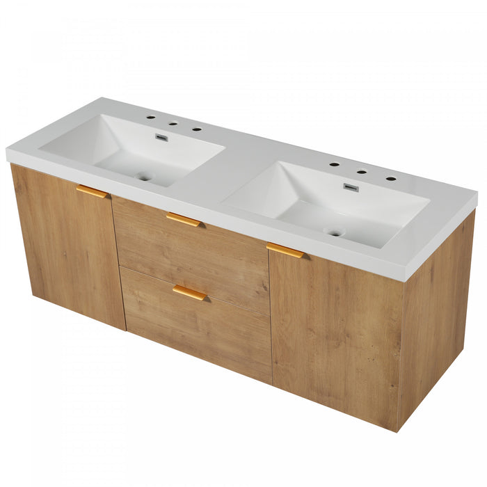 Hudson 59.3-Inch Double Sink Bathroom Vanity with Soft-Close Storage,Wood