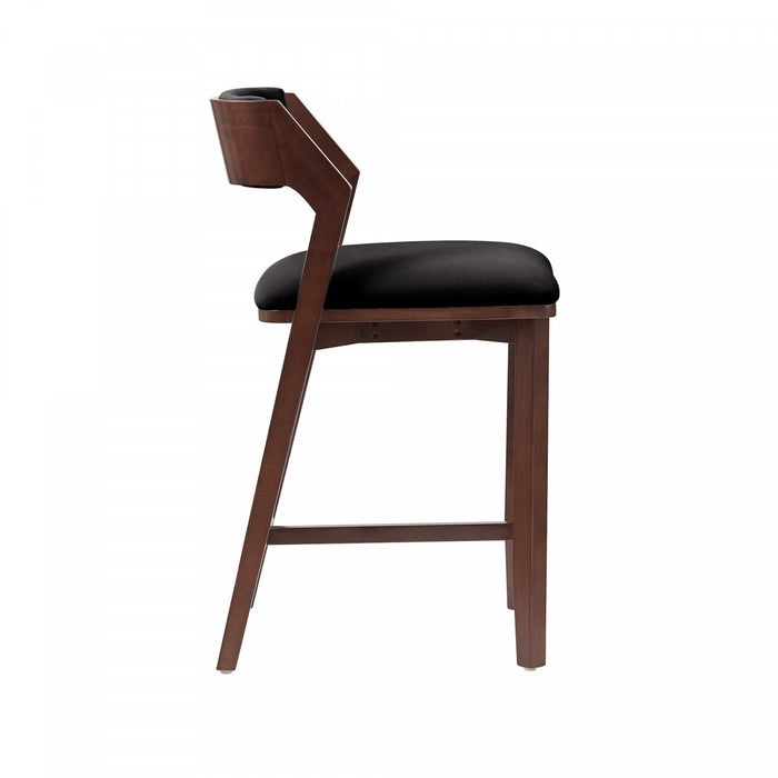 Patricia Modern Wood Upholstered Counter Stool in Black - Set of 2