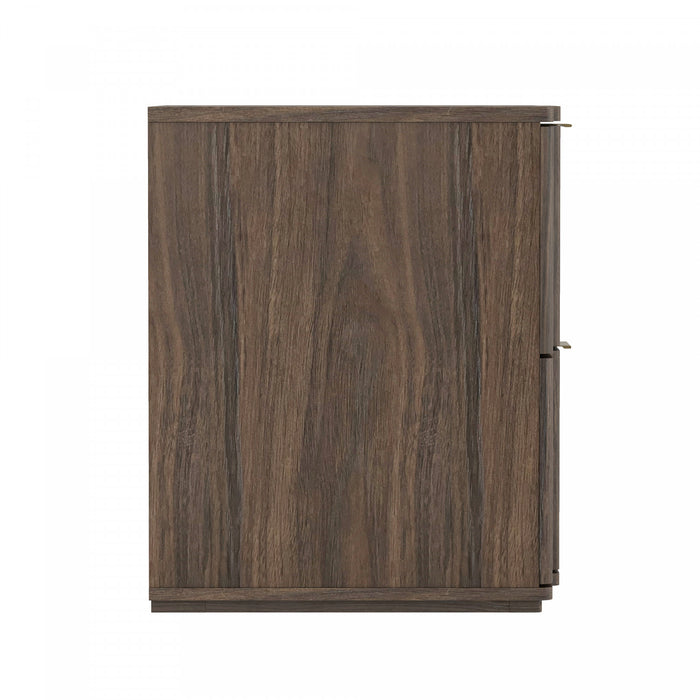 Clive Mid-Century Modern 22\" Nightstand in Walnut and Gold (2-Drawer)