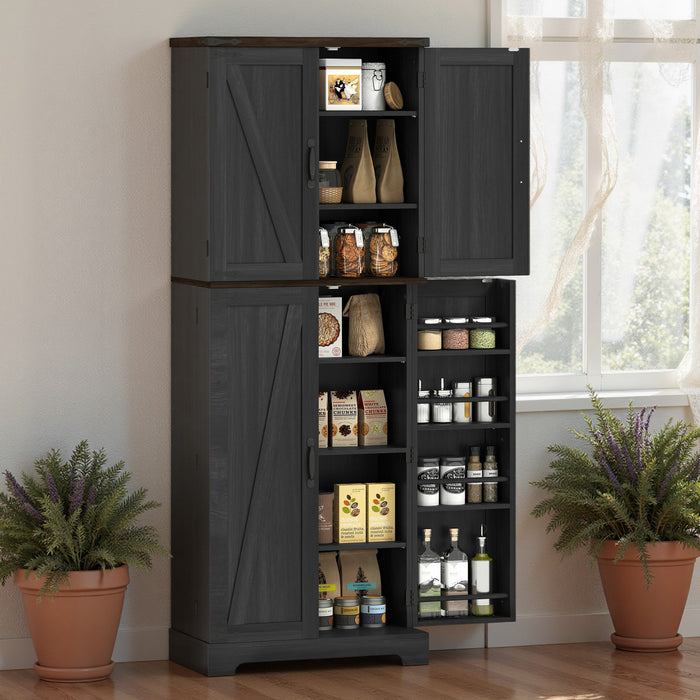 HOMCOM 64\" Kitchen Pantry Storage Cabinet with Adjustable Shelves, Black