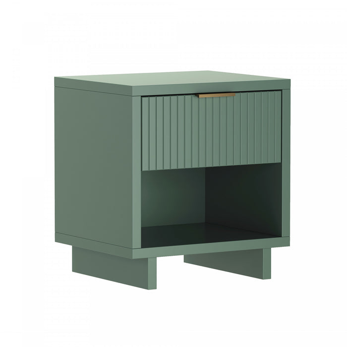 Elara Contemporary 18\" Solid Wood Nightstand in Sage Green (1-Drawer)