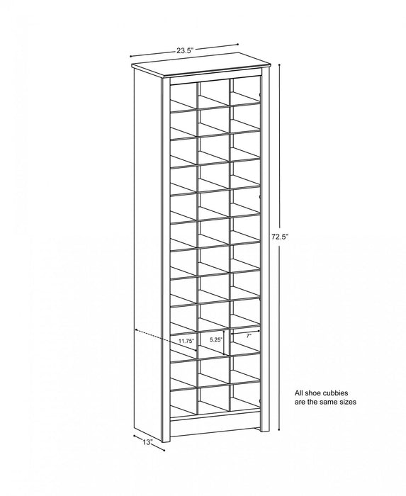 Thirty-Six Pair Shoe Storage Rack - White