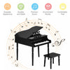 Costway 30-Key Classic Piano Wood w/ Bench & Music Rack Black