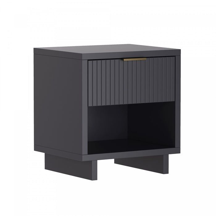 Elara Contemporary 18\" Solid Wood Nightstand in Charcoal Gray (1-Drawer)