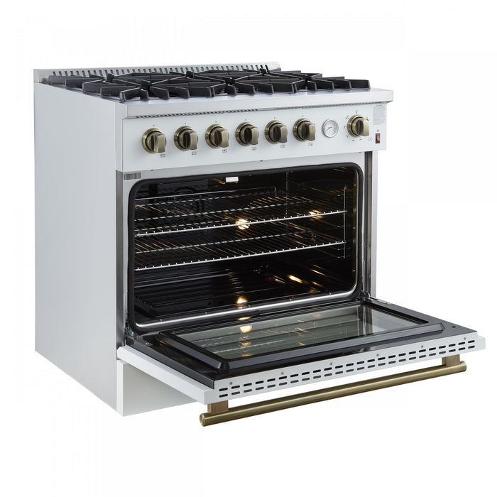 Forno Marco 36-inch Gas Range White 4.32 cu.ft - FFSGS6277-36WHT