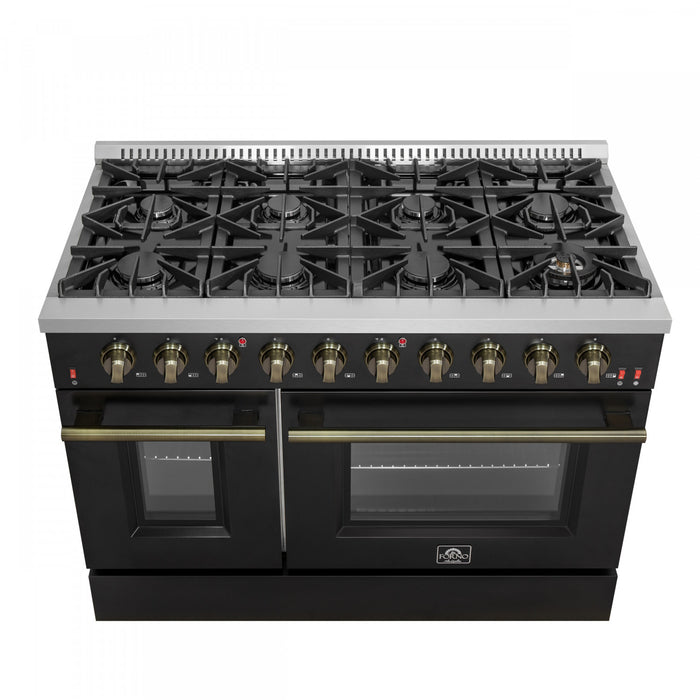 Forno Galiano 48-inch Gas Range Black, 6.58 cu.ft. Double Ovens - FFSGS6244-48WHT