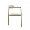 Serene Mid-Century Modern Metal Upholstered Dining Chair in Alabaster | Chaise de salle a manger moderne du milieu du siecle en metal et tissu, coloris albatre