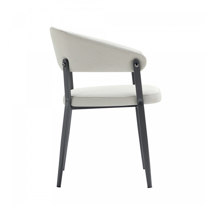 Belle Modern Metal Upholstered Dining Chair in Oatmeal - Set of 4