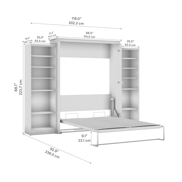 Bestar Key West Queen Murphy Bed with Closet Organizers (119 W) - Linen White Oak
