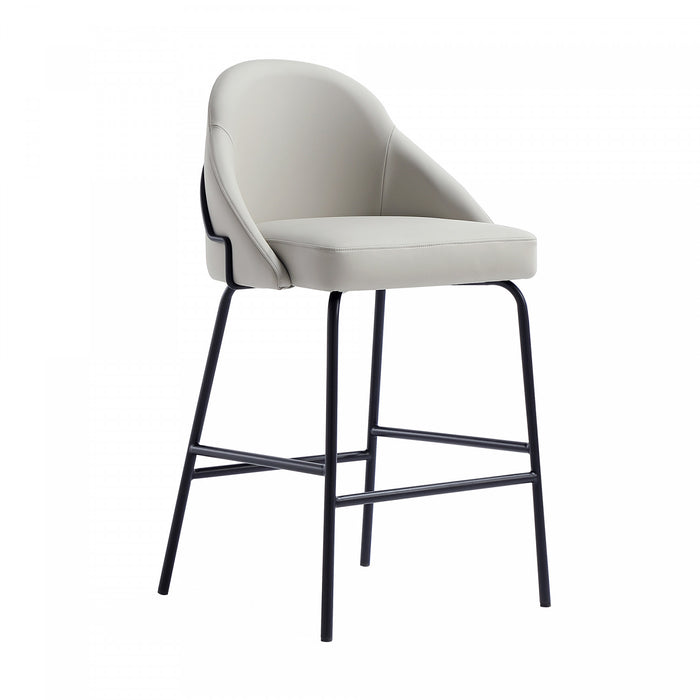 Gracie Modern Metal Upholstered Counter Stool in Stone Gray and Black - Set of 2