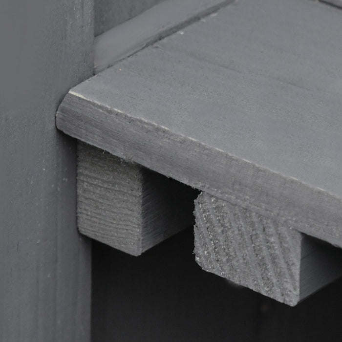 Outsunny Wooden Garden Storage Shed With Hinged Roof And 2-tier Shelves, Outdoor Tool Storage Shed Kit With Double Doors, 29.1\" X 16.9\" X 34.6\", Dark Grey