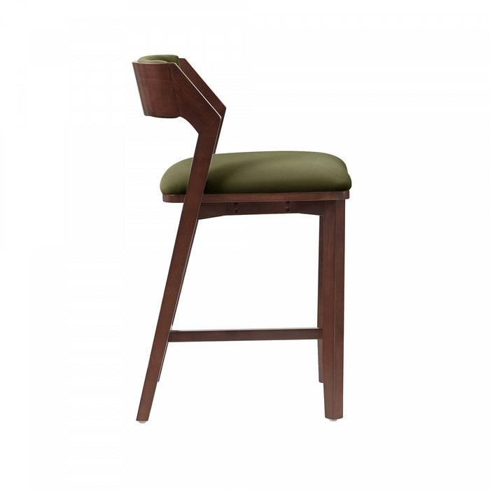 Patricia Modern Wood Upholstered Counter Stool in Turtle Green - Set of 3
