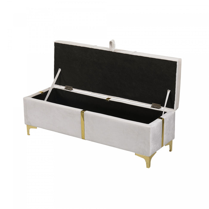 Tony Soft Velvet Upholstered Storage Ottoman Bench With Metal Legs,beige