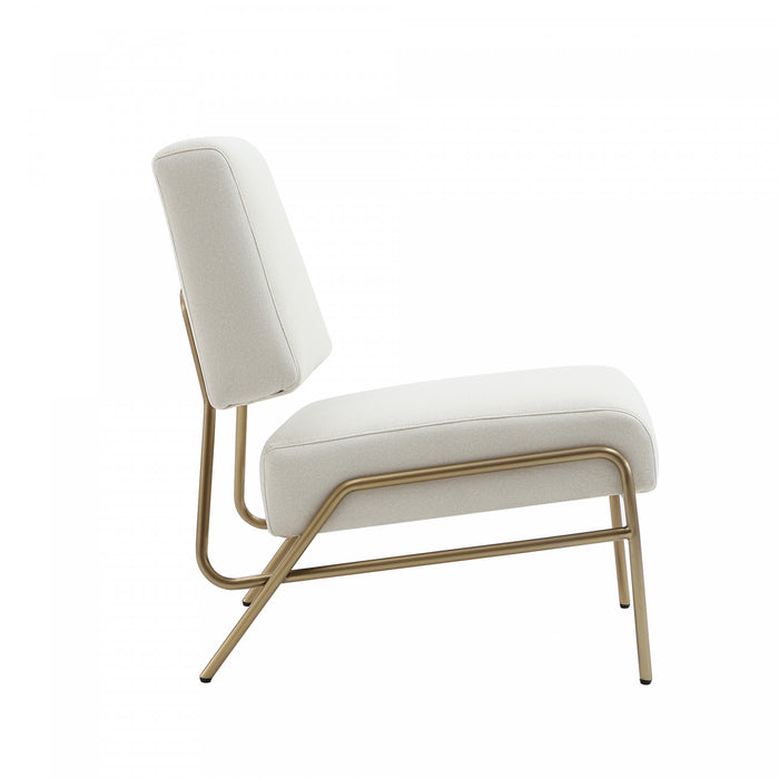 Serenity Contemporary Modern Metal Upholstered Lounge Chair in Ecru