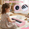 Costway 30 Keys Kids Piano Keyboard with Removable Music Stand, One-key Start Function Pink