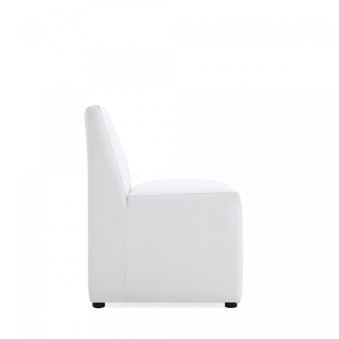 Anna Square Modern Vegan Leather Dining Chair in White - Set of 2