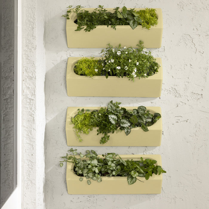 Dalya 4-Piece Outdoor Wall Planter - Light Yellow