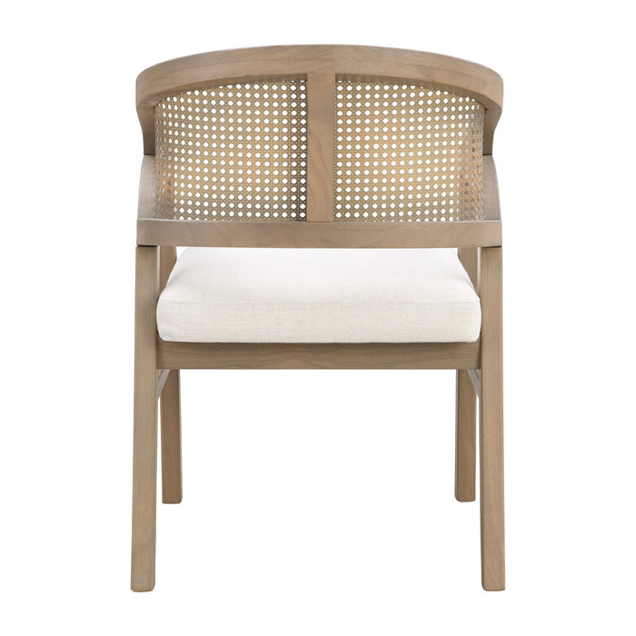 Liam Comfortable Dining Chair Set of 2 with Rattan Back and Rubber Wood Frame,Light Ash