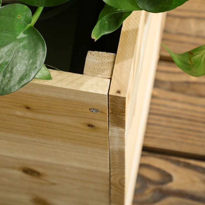 Outsunny Large Raised Garden Bed With Trellis For Climbing Plants, 47 Inch Wooden Box Planters For Outdoor Plants, Vegetables, Flowers, Herbs, Easy Assembly, Natural Tone