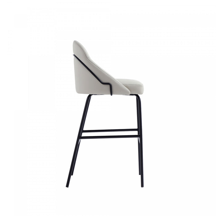 Gracie Modern Metal Upholstered Barstool in Stone Gray and Black - Set of 3