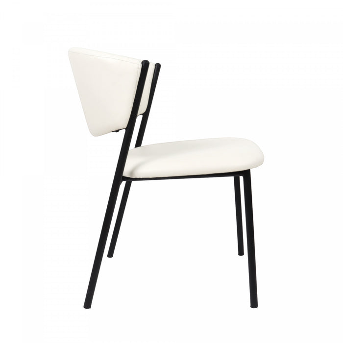 Drift Contemporary Modern Vegan Leather Metal Side Chair in Ivory - Set of 4