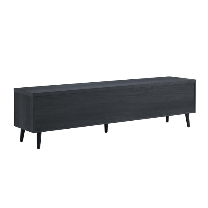 Jodie Mid-Century Modern 69\" Fluted TV Stand in Charcoal Gray