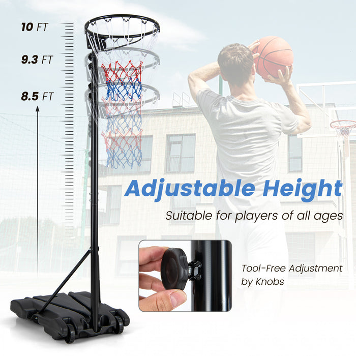 Costway 8.5-10ft Adjustable Basketball Hoop Goal With Fillable Base Wheel Shooting Practice
