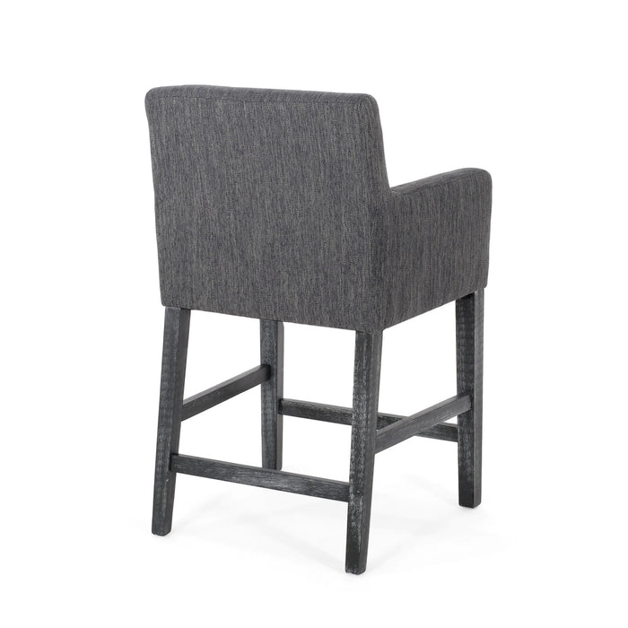 Lewis 26\" Seat Height Counter Stool With Upholstered Fabric And Solid Wood Legs, Charcoal