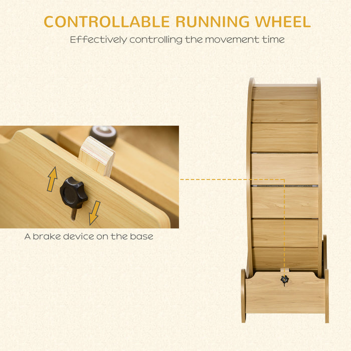 Pawhut Cat Running Wheel, Cat Exercise Treadmill With Brake, Carpeted Runaway, Pet Fitness Weight Loss Device, Natural