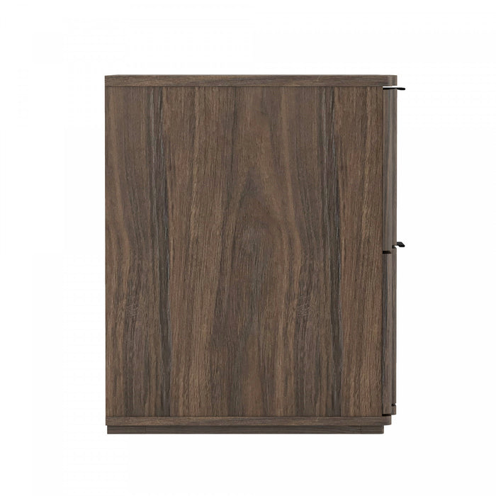 Clive Mid-Century Modern 22\" Nightstand in Walnut and Black (2-Drawer)