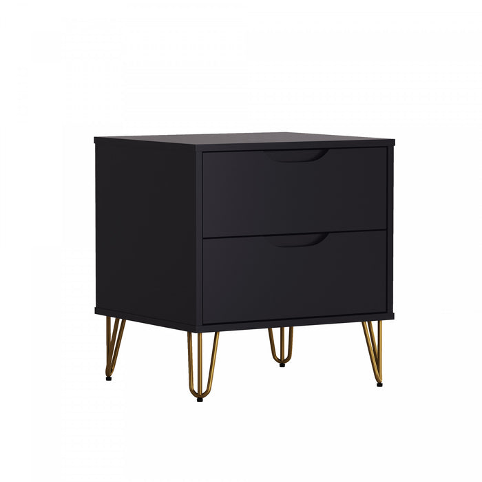 Avira Mid-Century Modern 20\" Nightstand in Black (2-Drawer)