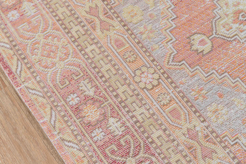 Poppy Traditional 5'3\" x 7'3\" Area Rug in Pink Indoor Area Rug