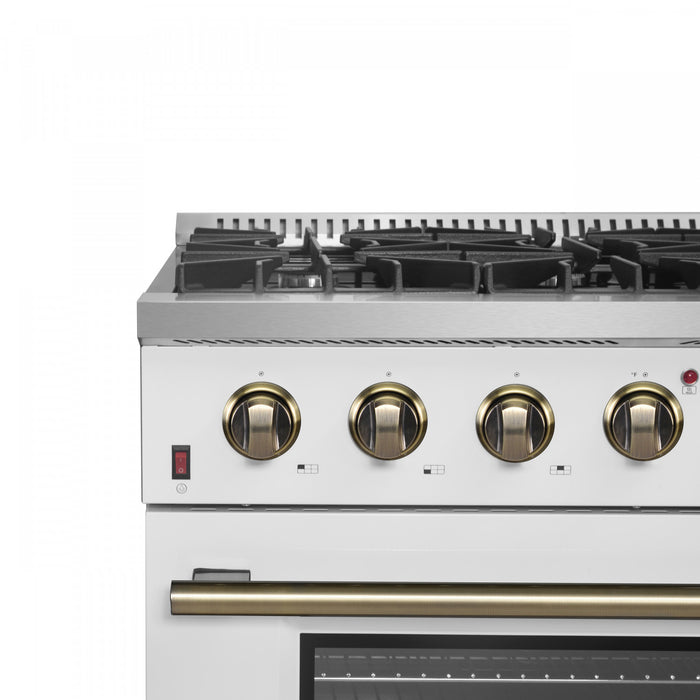 Forno Galiano 36-inch Gas Range in White, 5.36 cu.ft. - FFSGS6244-36WHT