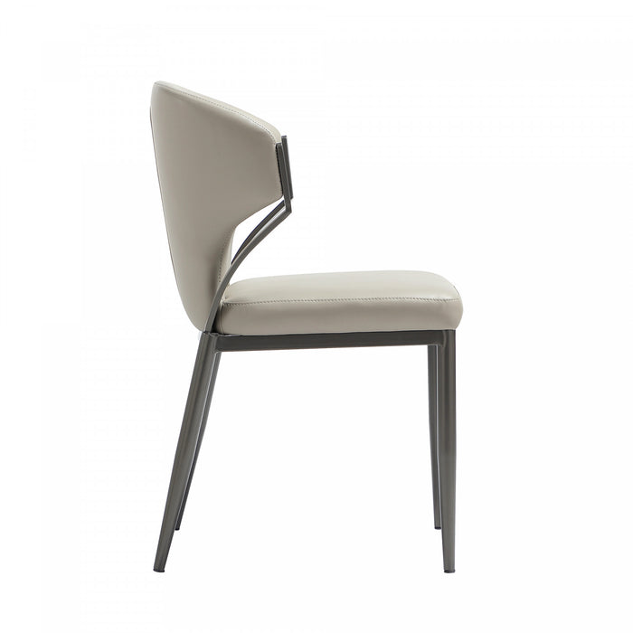 Kirsten Modern Vegan Leather Metal Dining Chair in Light Gray - Set of 4