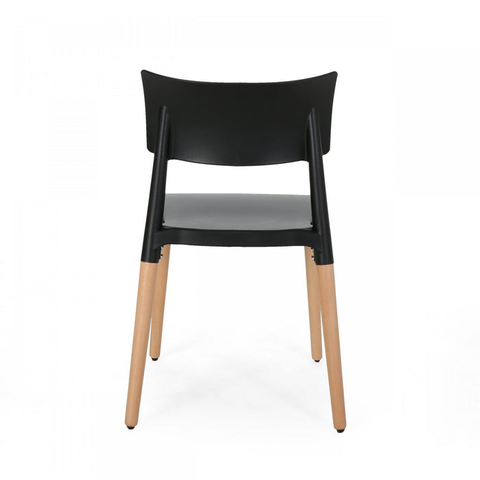 Mason Dining Chair Set Of 2 With Polypropylene Seats And Soild Wood Legs - Black