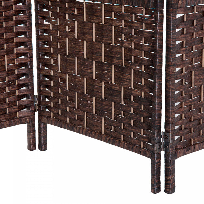 Homcom Double Hinged Woven Wicker Room Divider And Privacy Screens